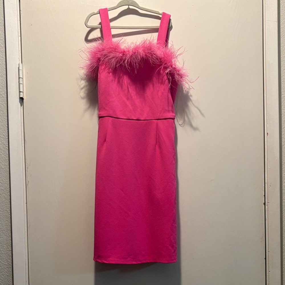 Speechless Hot Pink Marabou Trim Dress